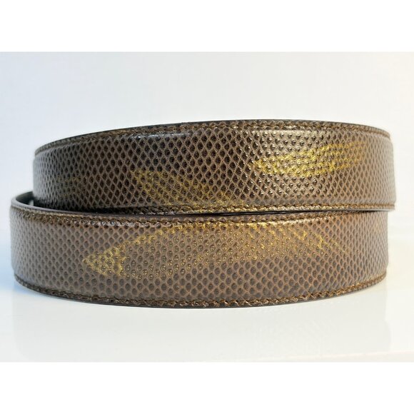 Rare Escada 90’s Brown Gold Leather Belt Tortoise Buckle Size L US 32 main image 4